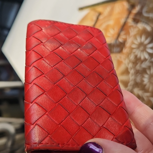 Bottega Veneta Weaved Leather Red Key Holder - Picture 10 of 11